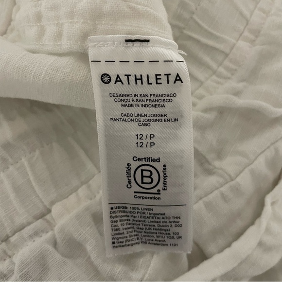 Athleta Cabo 100% linen joggers white 22591 - Picture 11 of 16